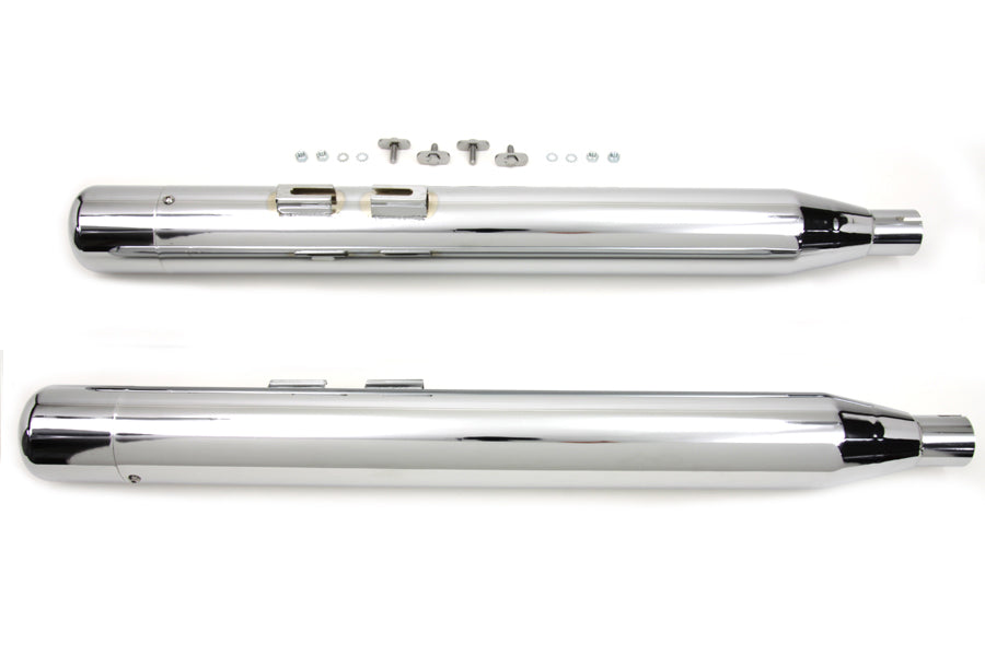 V-Twin Wyatt Gatling Muffler Set with Chrome Hollow Point End Tips for Harley Davidson FLT 1995-2004