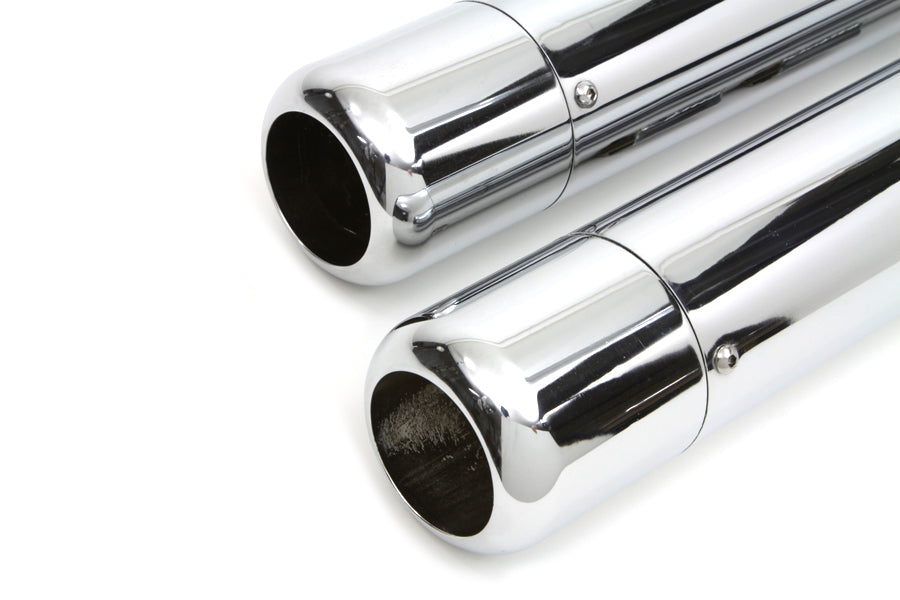 V-Twin Wyatt Gatling Muffler Set with Chrome Hollow Point End Tips for Harley Davidson FLT 1995-2004