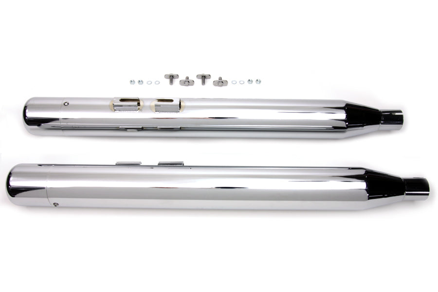 V-Twin Wyatt Gatling Muffler Set with Chrome Hollow Point End Tips for Harley Davidson FLT 1995-2004
