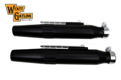 V-Twin Wyatt Gatling Tapered Muffler Set - 1-1/2 inch Inlet, Black Slash Slip-On Design
