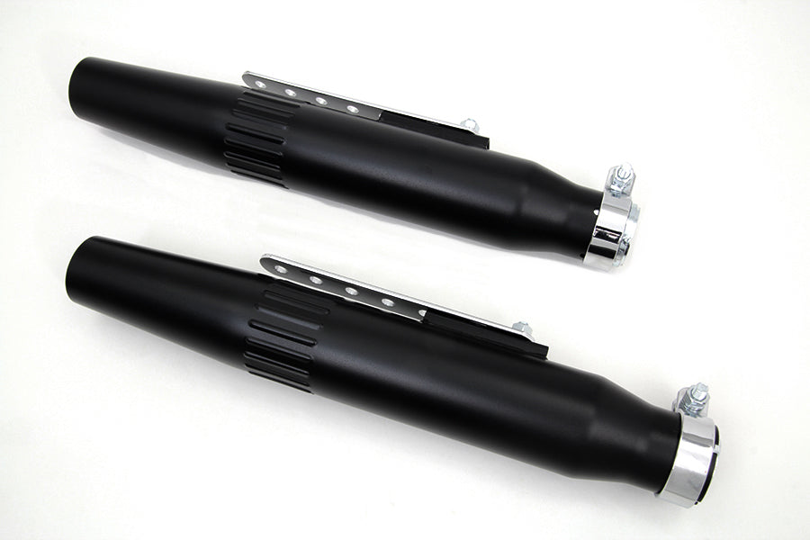 V-Twin Wyatt Gatling Tapered Muffler Set - 1-1/2 inch Inlet, Black Slash Slip-On Design