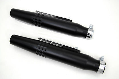 V-Twin Wyatt Gatling Tapered Muffler Set - 1-1/2 inch Inlet, Black Slash Slip-On Design