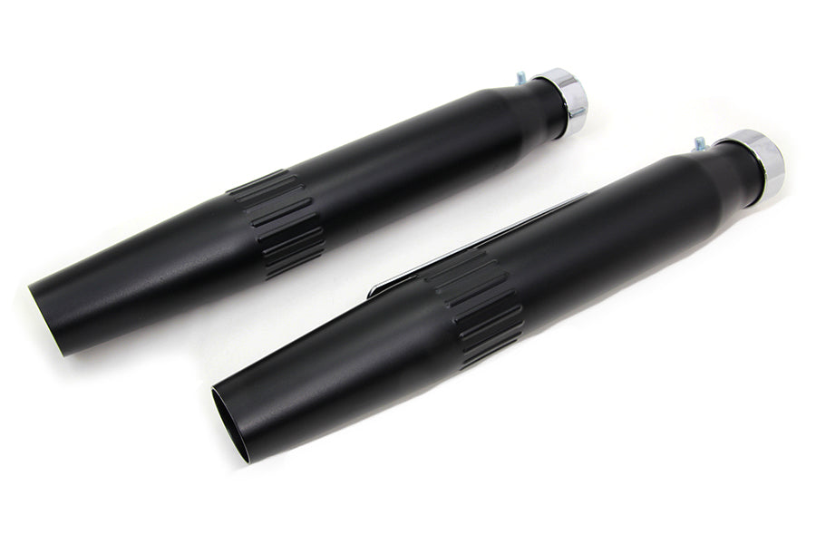 V-Twin Wyatt Gatling Tapered Muffler Set - 1-1/2 inch Inlet, Black Slash Slip-On Design