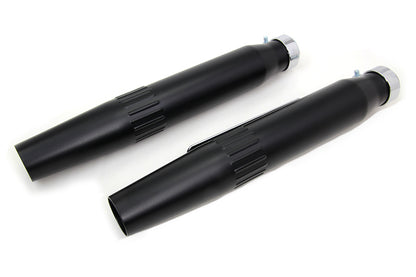 V-Twin Wyatt Gatling Tapered Muffler Set - 1-1/2 inch Inlet, Black Slash Slip-On Design