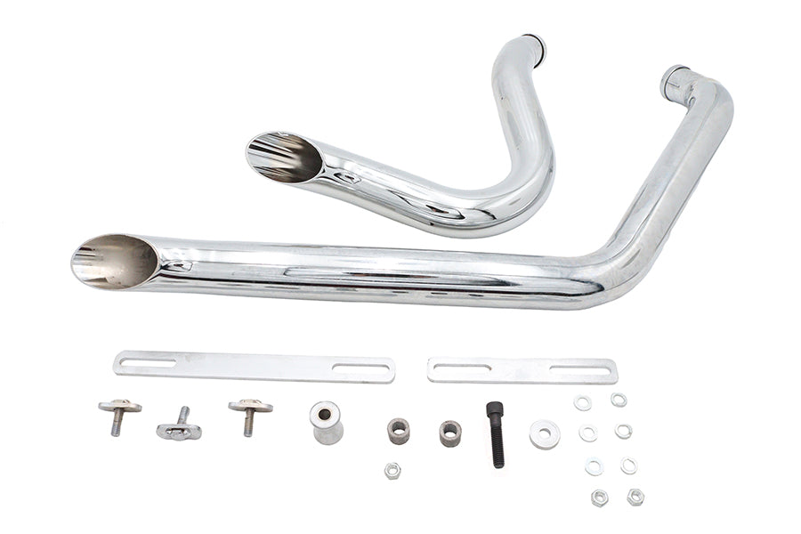 V-Twin Stacked Short Goose Style Drag Pipe Set Chrome for Harley Davidson FXST