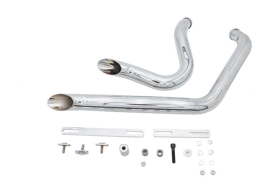 V-Twin Stacked Short Goose Style Drag Pipe Set Chrome for Harley Davidson FXST
