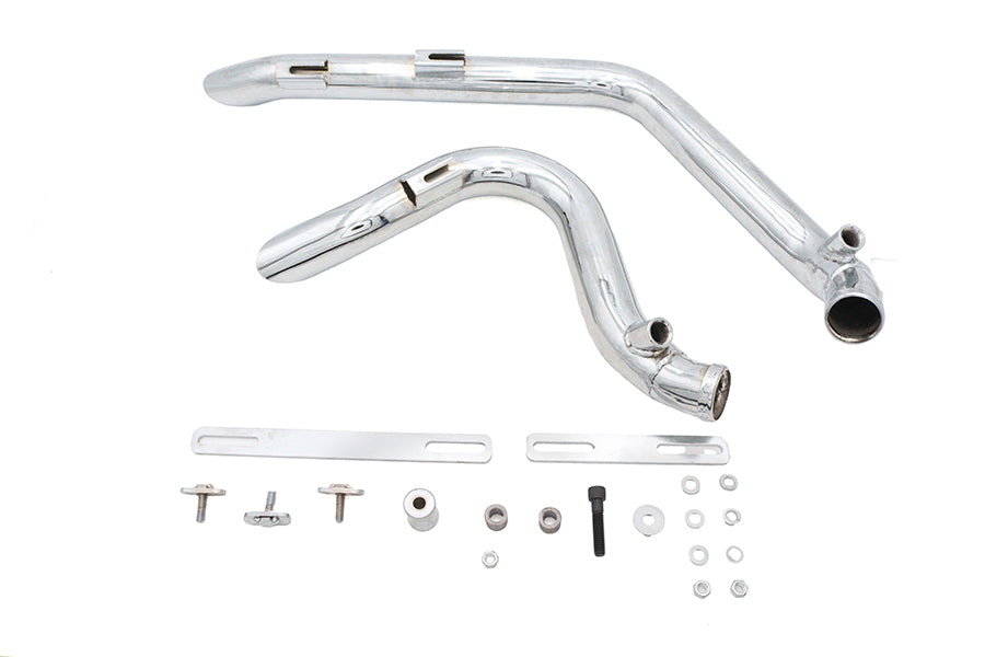 V-Twin Stacked Short Goose Style Drag Pipe Set Chrome for Harley Davidson FXST