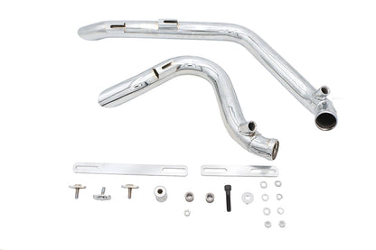 V-Twin Stacked Short Goose Style Drag Pipe Set Chrome for Harley Davidson FXST