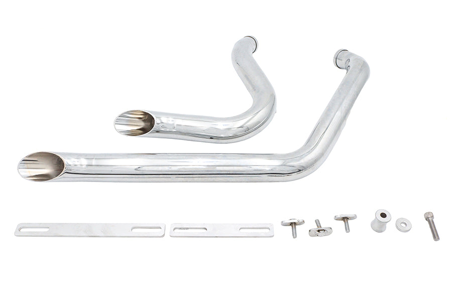 V-Twin 300668 Stacked Short Goose Style Drag Pipe Set Chrome for Harley Davidson FXST