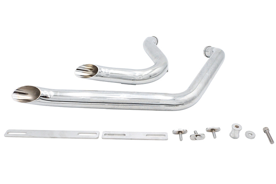 V-Twin 300668 Stacked Short Goose Style Drag Pipe Set Chrome for Harley Davidson FXST
