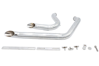 V-Twin 300668 Stacked Short Goose Style Drag Pipe Set Chrome for Harley Davidson FXST
