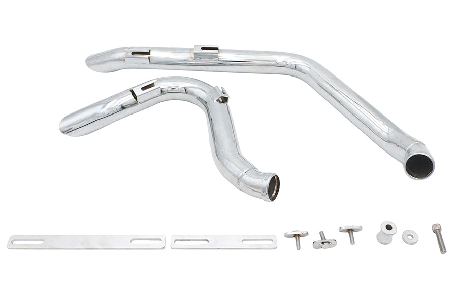 V-Twin 300668 Stacked Short Goose Style Drag Pipe Set Chrome for Harley Davidson FXST