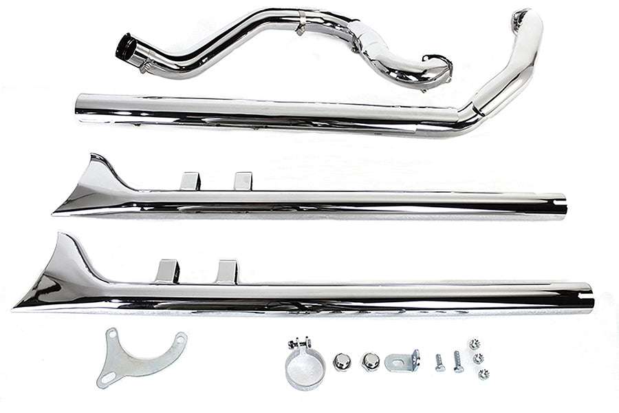 V-Twin True Dual Header with Fishtails Chrome for Harley Davidson FLT