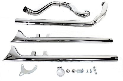 V-Twin True Dual Header with Fishtails Chrome for Harley Davidson FLT