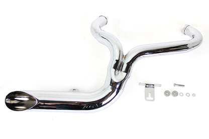 V-Twin FXD 2:1 Lake Side Pipe Exhaust Chrome for Harley Davidson FXD (2006-2015)