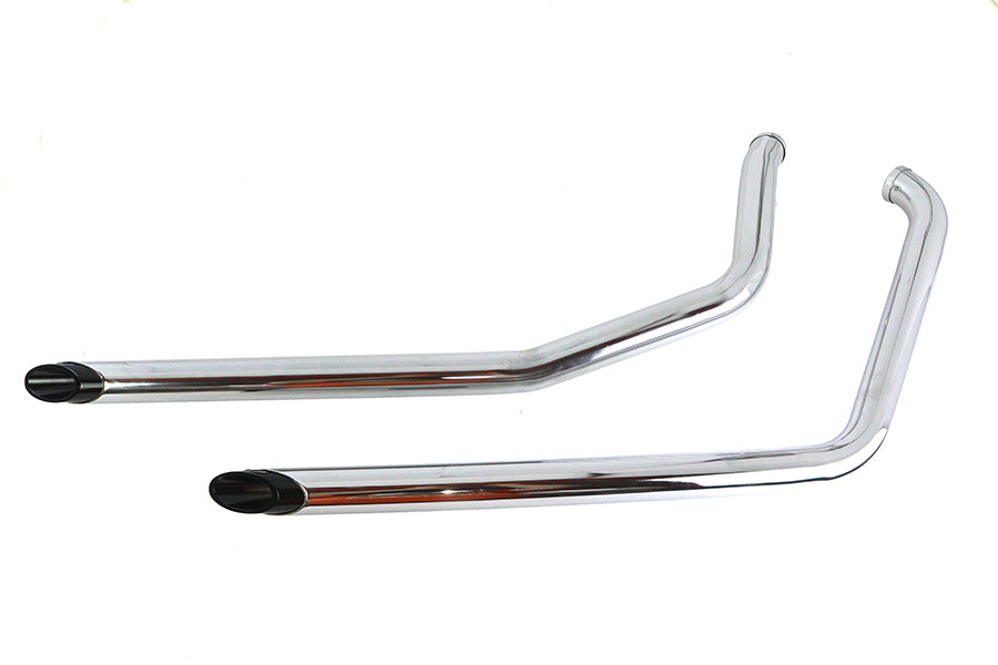 V-Twin Factory Sample Exhaust Drag Pipe Set with Short Black Slash Tips for Harley Davidson FXST (2007-2016)