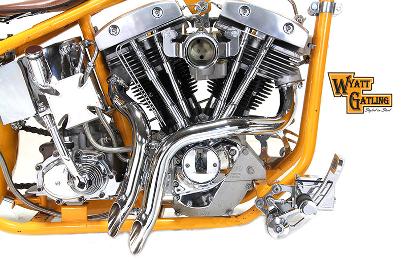 Wyatt Gatling Chrome Down Draft Drag Pipes for Harley Davidson Fx (1970-1979)