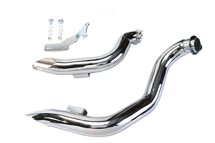 Wyatt Gatling Chrome Down Draft Drag Pipes for Harley Davidson FX 1970-1979