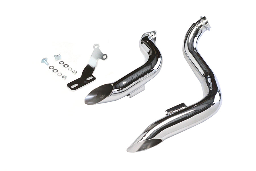 Wyatt Gatling Chrome Down Draft Drag Pipes for Harley Davidson FX 1970-1979
