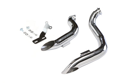 Wyatt Gatling Chrome Down Draft Drag Pipes for Harley Davidson FX 1970-1979