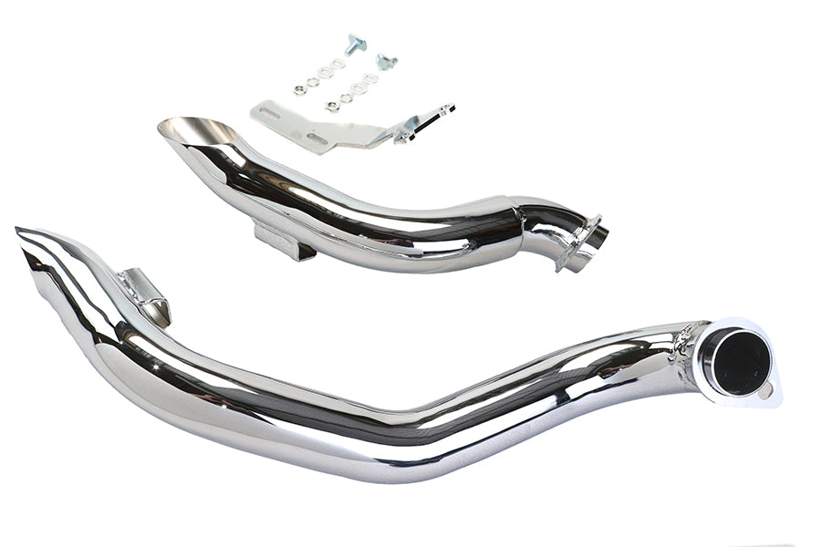 Wyatt Gatling Chrome Down Draft Drag Pipes for Harley Davidson FX 1970-1979