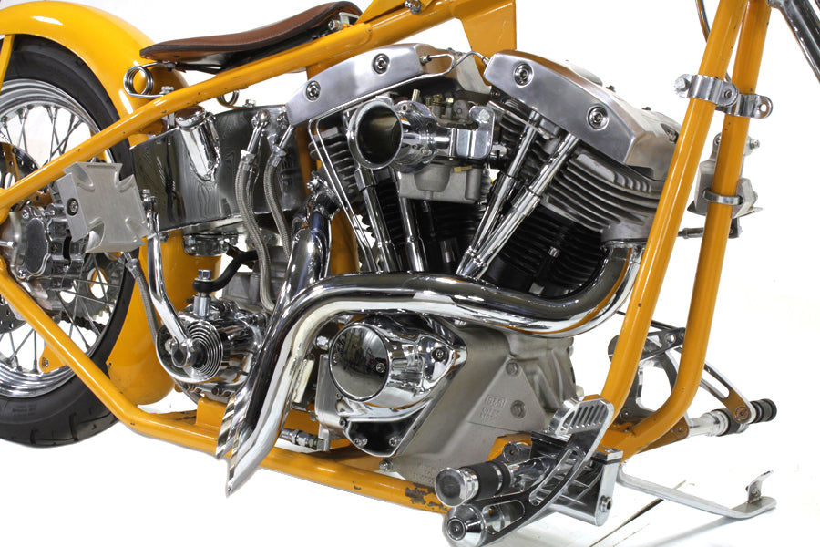 Wyatt Gatling Chrome Down Draft Drag Pipes for Harley Davidson FX 1970-1979