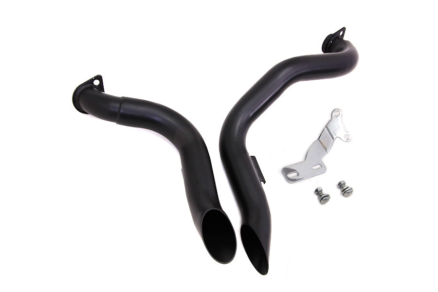 Wyatt Gatling Black Down Draft Drag Pipes for Harley Davidson Fx (1970-1979)