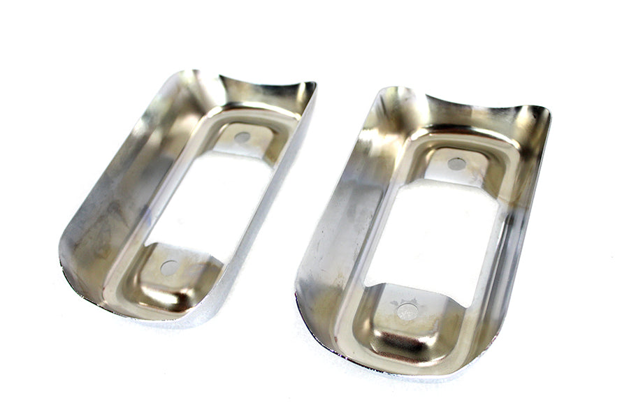V-Twin 4 Inch Muffler Bracket Cover Set for Harley Davidson FLT - Chrome Finish