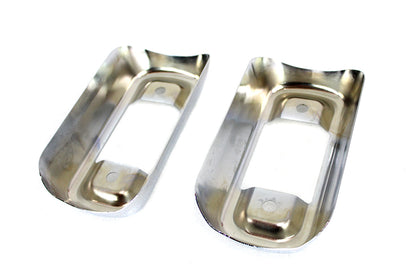 V-Twin 4 Inch Muffler Bracket Cover Set for Harley Davidson FLT - Chrome Finish