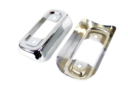 V-Twin 4 Inch Muffler Bracket Cover Set for Harley Davidson FLT - Chrome Finish