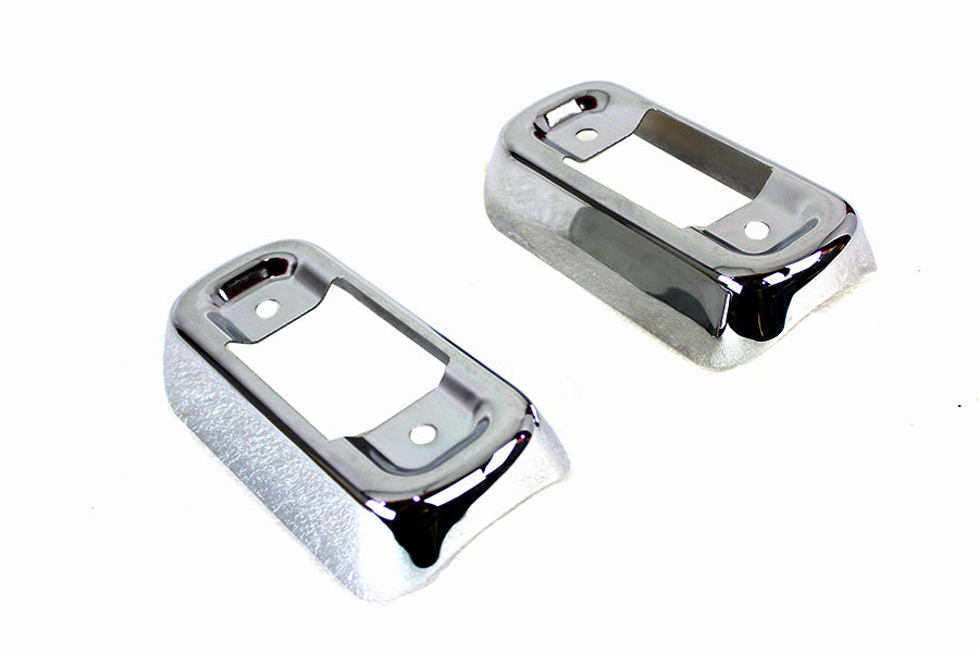 V-Twin 4 Inch Muffler Bracket Cover Set for Harley Davidson FLT - Chrome Finish
