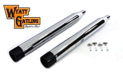 Wyatt Gatling Chrome Touring Style Muffler Set Part 3674 for Harley Davidson FLT Models