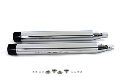 Wyatt Gatling Chrome Touring Style Muffler Set Part 3674 for Harley Davidson FLT Models