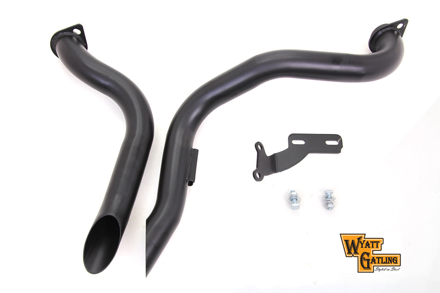 Wyatt Gatling Black Down Draft Drag Pipes for Harley Davidson FX (1970-1979)
