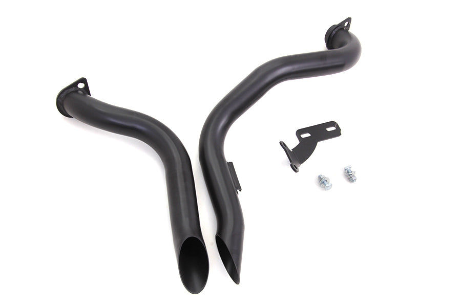 Wyatt Gatling Black Down Draft Drag Pipes for Harley Davidson FX (1970-1979)