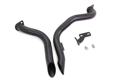 Wyatt Gatling Black Down Draft Drag Pipes for Harley Davidson FX (1970-1979)