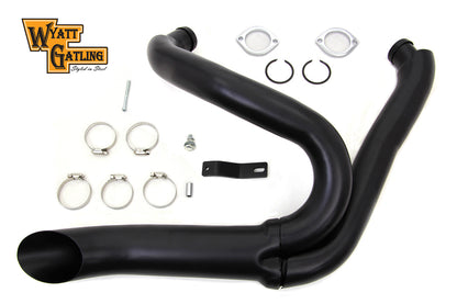 Wyatt Gatling Black 2 into 1 Exhaust Pipe Header Kit for Harley Davidson FXST Models