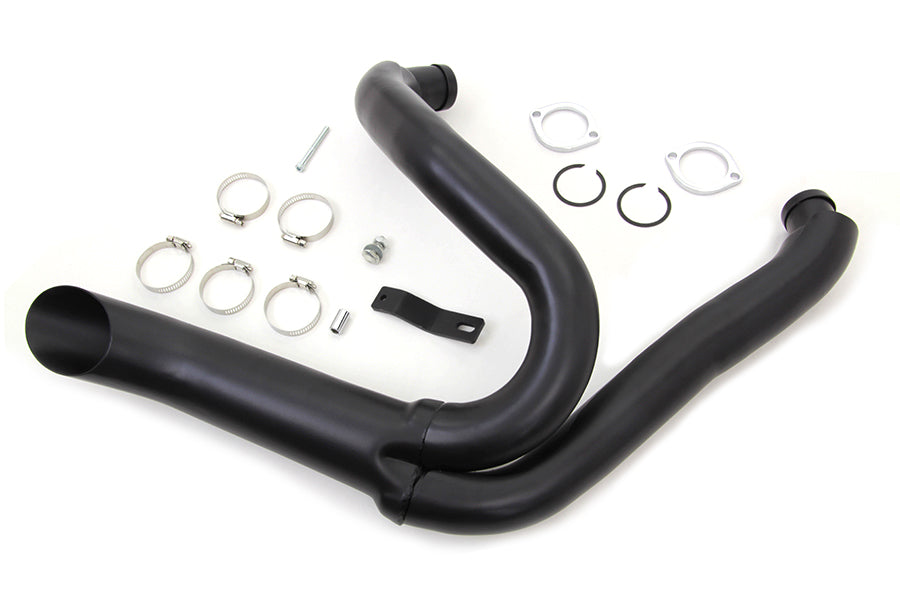 Wyatt Gatling Black 2 into 1 Exhaust Pipe Header Kit for Harley Davidson FXST Models