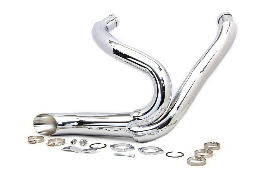 Wyatt Gatling Chrome 2-in-1 Exhaust Header Kit for Harley Davidson FXST & FXDWG
