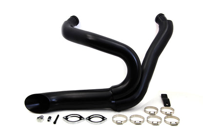 V-Twin Black Wyatt Gatling 2 into 1 Exhaust Pipe Header Kit for Harley Davidson FXST and FXDWG