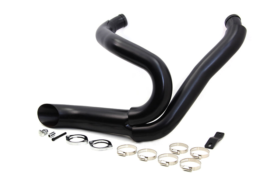 V-Twin Black Wyatt Gatling 2 into 1 Exhaust Pipe Header Kit for Harley Davidson FXST and FXDWG