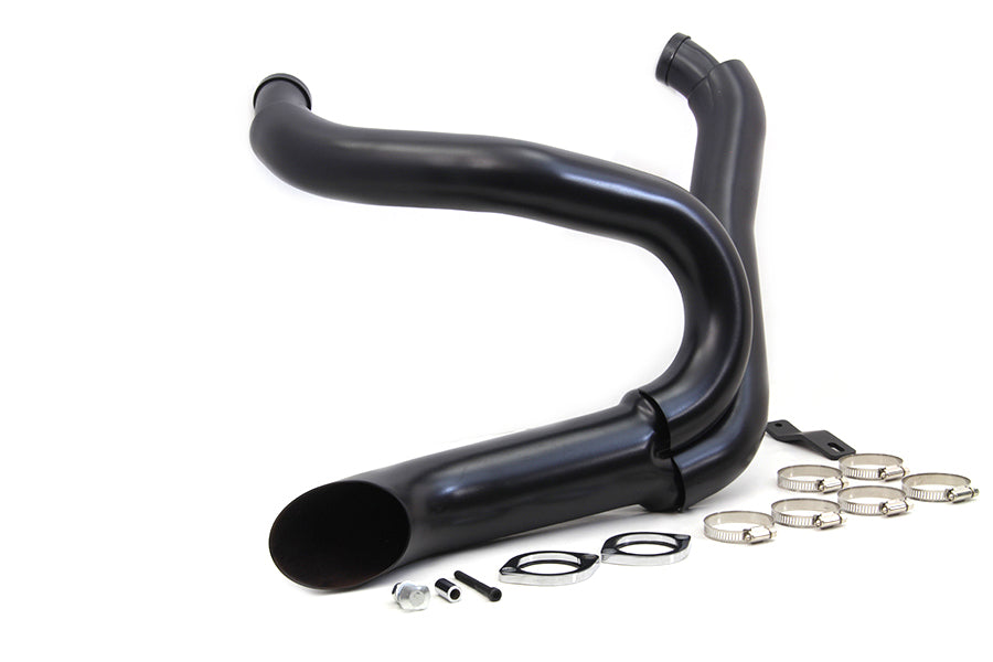V-Twin Black Wyatt Gatling 2 into 1 Exhaust Pipe Header Kit for Harley Davidson FXST and FXDWG