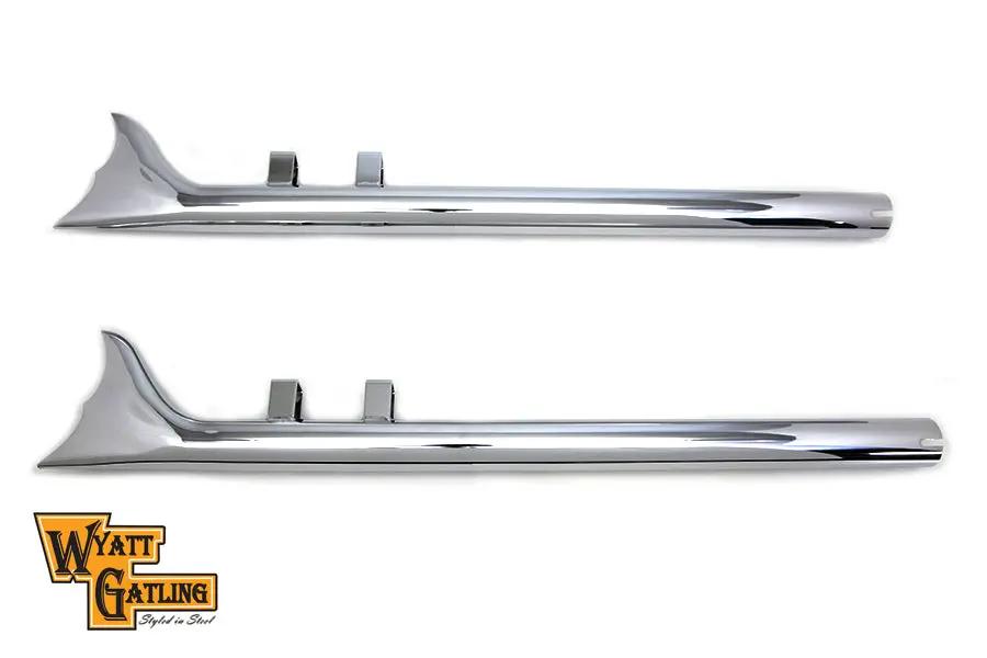 Wyatt Gatling 32 Inch Scalloped Fishtail Exhaust Set for Harley Davidson FLT by Wyatt Gatling