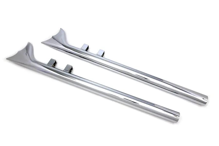 Wyatt Gatling 32 Inch Scalloped Fishtail Exhaust Set for Harley Davidson FLT by Wyatt Gatling