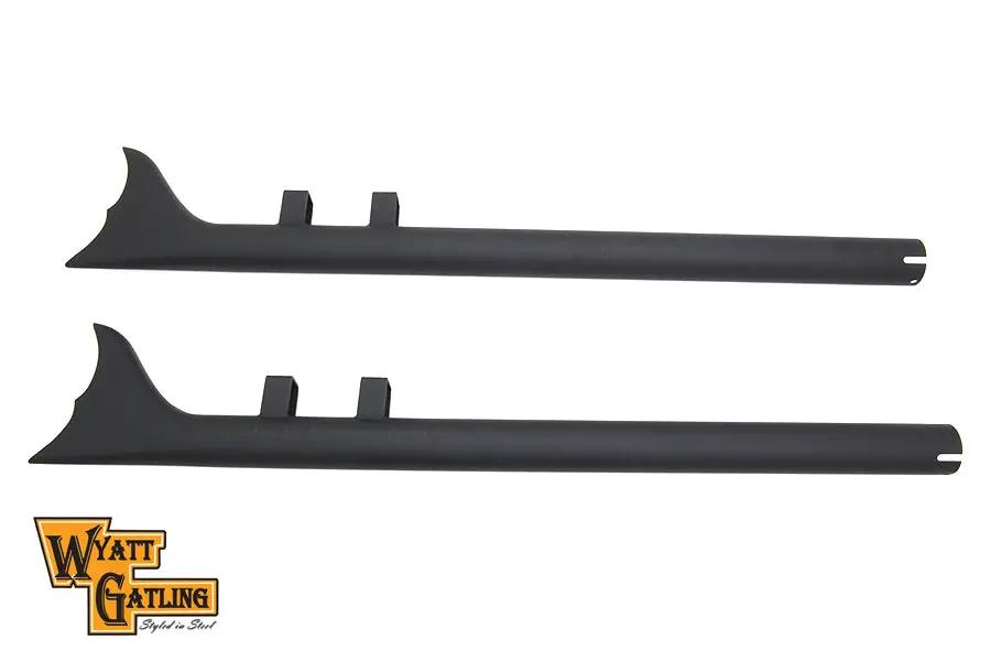 Wyatt Gatling 32 Inch Scalloped Fishtail Exhaust Set for Harley Davidson FLT by Wyatt Gatling