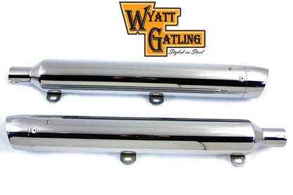 Wyatt Gatling 29 Inch Muffler Set for Harley Davidson FLST – Removable Baffles, Black Finish, 4 Inch Compatibility by Wyatt Gatling