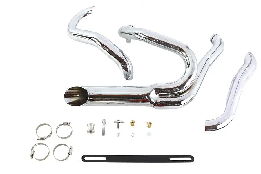 Wyatt Gatling Chrome 2 into 1 Exhaust Pipe Header Kit for Harley Davidson FXST by Wyatt Gatling