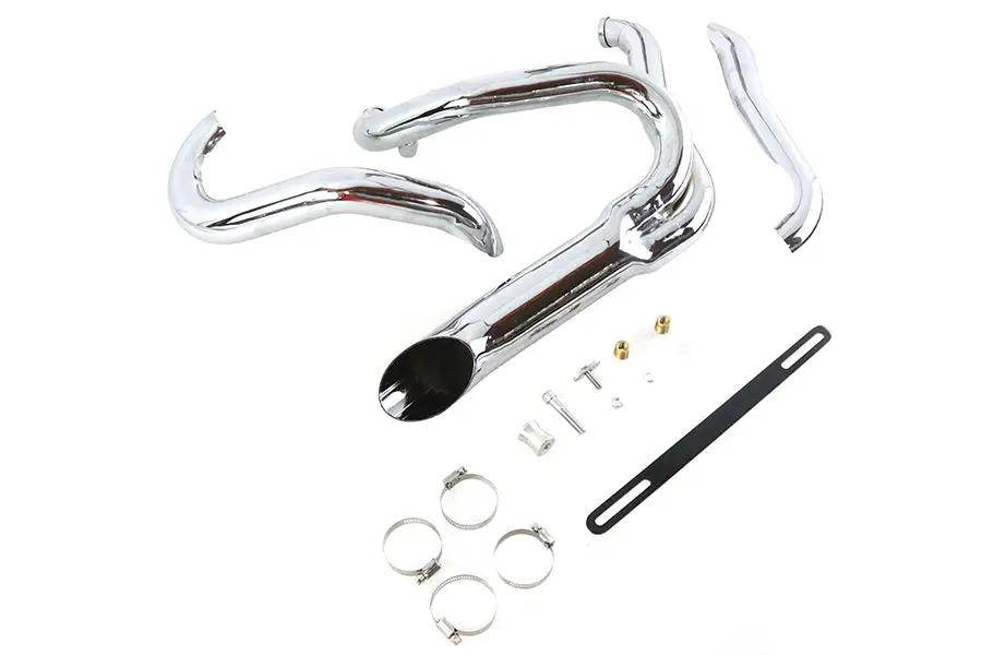 Wyatt Gatling Chrome 2 into 1 Exhaust Pipe Header Kit for Harley Davidson FXST by Wyatt Gatling