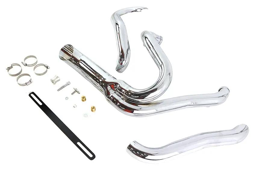 Wyatt Gatling Chrome 2 into 1 Exhaust Pipe Header Kit for Harley Davidson FXST by Wyatt Gatling