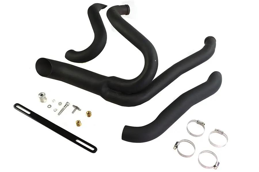 Wyatt Gatling Black 2 into 1 Exhaust Pipe Header Kit for Harley Davidson FXST by Wyatt Gatling